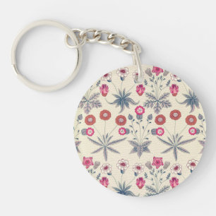 Porte-clefs William Morris Daisy Motif floral Orange rouge
