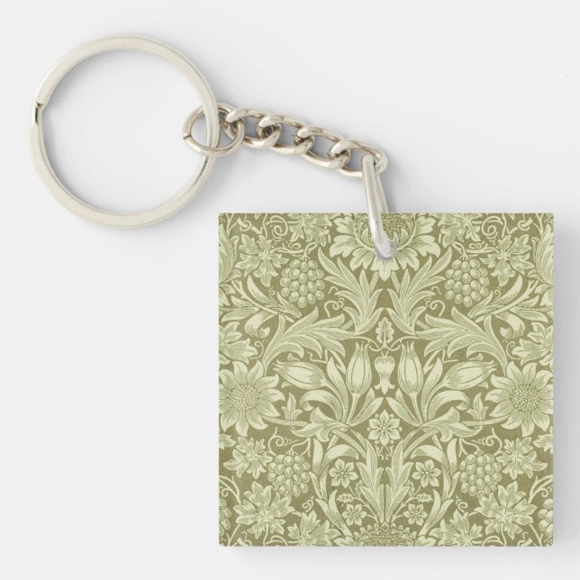 Porte-clefs William Morris Fleur verte tournesol (Devant)