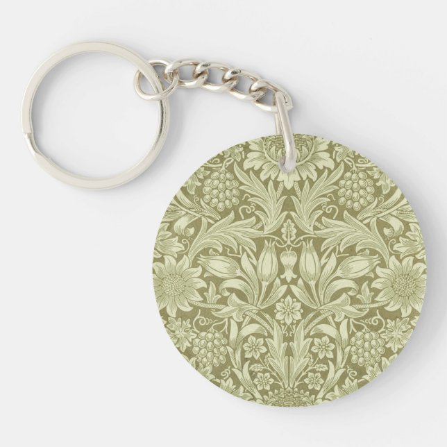 Porte-clefs William Morris Fleur verte tournesol (Devant)