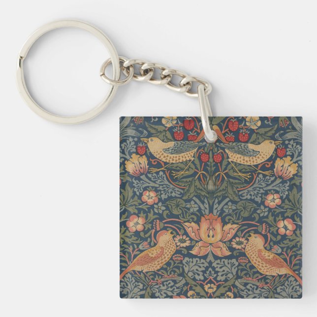Porte-clefs William Morris Fraise Voleurs Oiseaux (Devant)