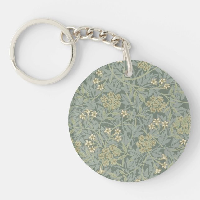 Porte-clefs William Morris Jasmine Bleu Vert Art Botanique (Devant)