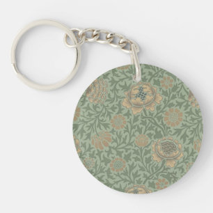 Porte-clefs William Morris motif floral Grafton vert sauge 