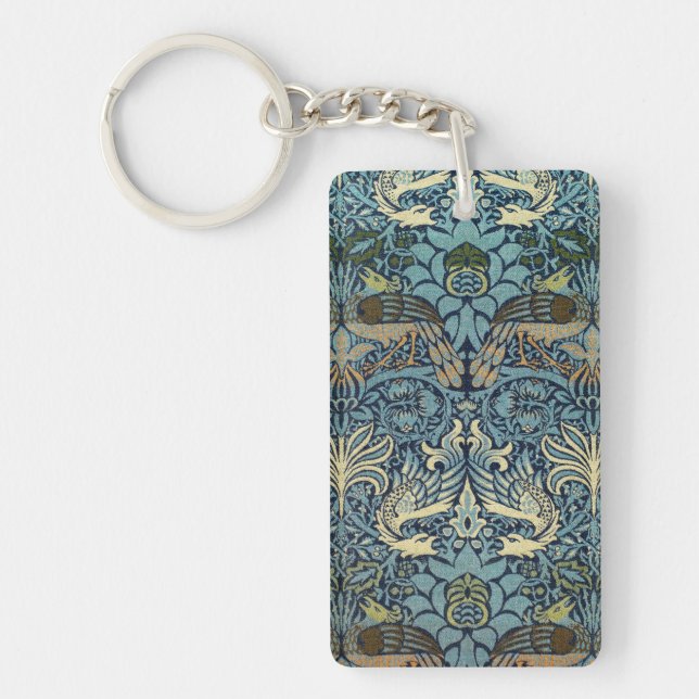 Porte-clefs William Morris Paon et Dragon Tissé (Devant)