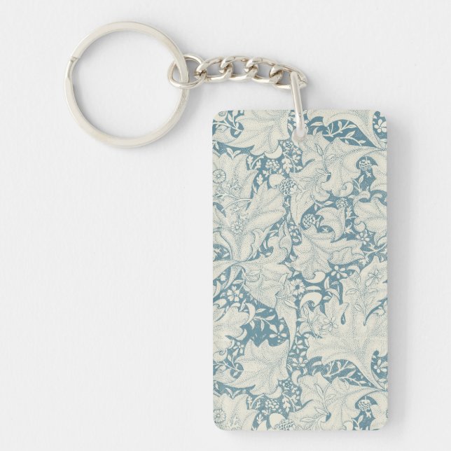 Porte-clefs William Morris Wallflower bleu damas floral (Devant)