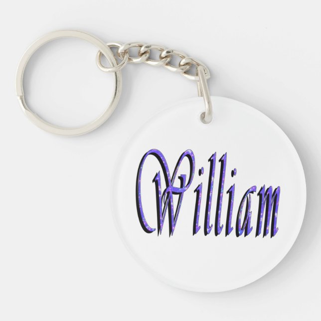 Porte-clefs William Nom Dans Blue Sparkle, (Devant)