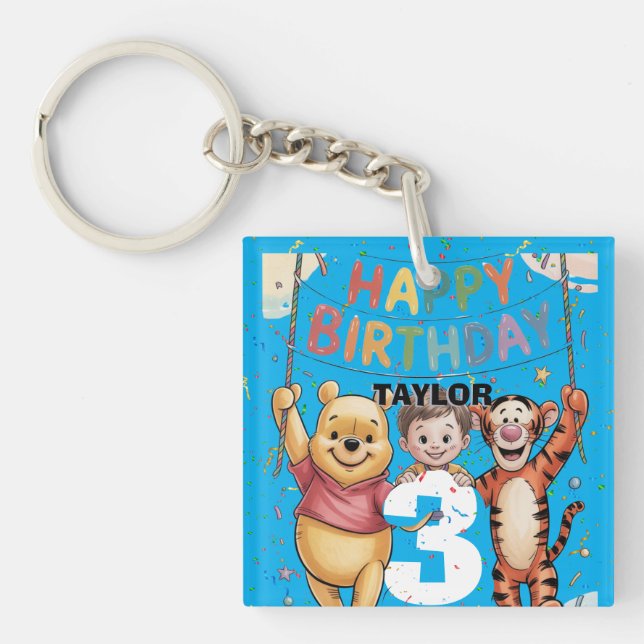 Porte-clefs Winnie l'Ourson | Joyeux Anniversaire (Devant)
