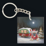 Porte-clefs Winter French Bulldog Caravan Christmas Adventure<br><div class="desc">Laissez-vous tenter par la magie d'une nuit d'hiver enneigée alors qu'une caravane glisse gracieusement à travers le paysage illuminé par la lune. La beauté sereine de la neige scintillante et l'éclat enchanteur de la lune créent une scène captivante, promettant une aventure de Noël inoubliable remplie de chaleur, de joie et...</div>