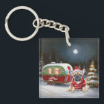 Porte-clefs Winter French Bulldog Caravan Christmas Adventure<br><div class="desc">Laissez-vous tenter par la magie d'une nuit d'hiver enneigée alors qu'une caravane glisse gracieusement à travers le paysage illuminé par la lune. La beauté sereine de la neige scintillante et l'éclat enchanteur de la lune créent une scène captivante, promettant une aventure de Noël inoubliable remplie de chaleur, de joie et...</div>