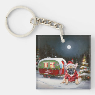 Porte-clefs Winter French Bulldog Caravan Christmas Adventure
