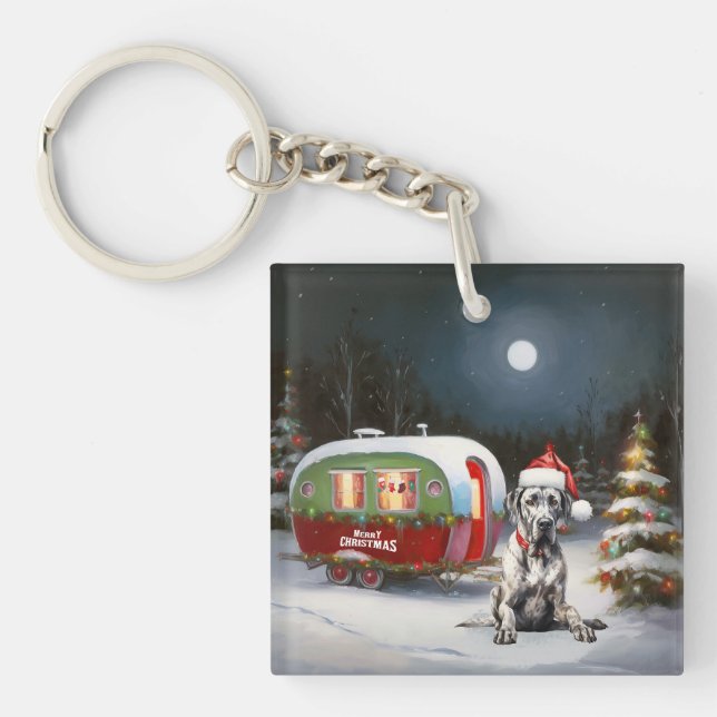 Porte-clefs Winter Great Dane Caravan Christmas Adventure (Devant)