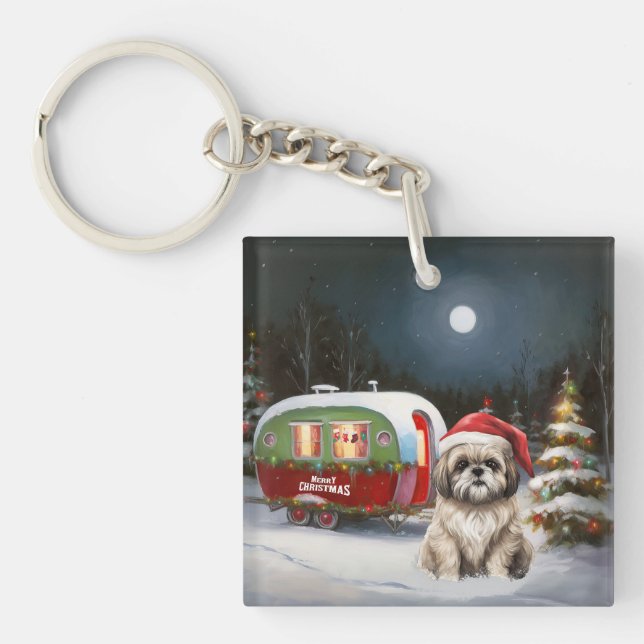 Porte-clefs Winter Havanese Caravan Christmas Adventure (Devant)