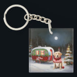 Porte-clefs Winter Labrador Caravan Christmas Adventure<br><div class="desc">Laissez-vous tenter par la magie d'une nuit d'hiver enneigée alors qu'une caravane glisse gracieusement à travers le paysage illuminé par la lune. La beauté sereine de la neige scintillante et l'éclat enchanteur de la lune créent une scène captivante, promettant une aventure de Noël inoubliable remplie de chaleur, de joie et...</div>