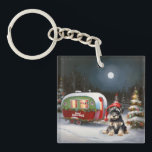 Porte-clefs Winter Schnauzer Caravan Christmas Adventure<br><div class="desc">Laissez-vous tenter par la magie d'une nuit d'hiver enneigée alors qu'une caravane glisse gracieusement à travers le paysage illuminé par la lune. La beauté sereine de la neige scintillante et l'éclat enchanteur de la lune créent une scène captivante, promettant une aventure de Noël inoubliable remplie de chaleur, de joie et...</div>