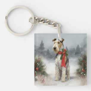 Porte-clefs Wirefox Terrier Chien de Noël de neige