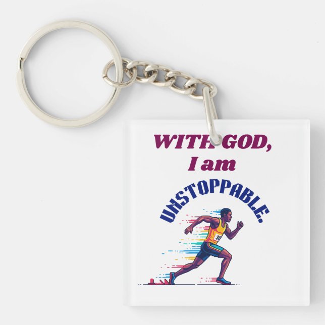 Porte-clefs With God, I'm Unstoppable (Devant)