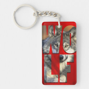 Porte-clefs Wolf Photographie Faune Nature Typographie rouge