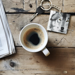 Porte-clefs Wolf Portrait noir blanc