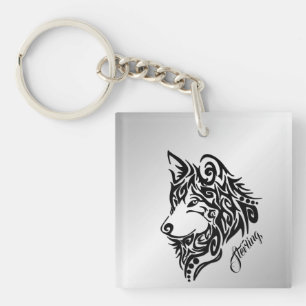 Porte-clefs Wolf tribal noir
