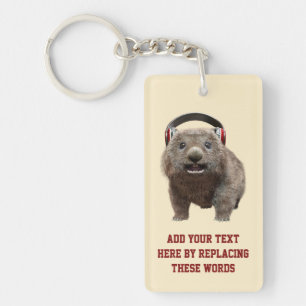 Porte-clefs Wombat drôle personnalisé avec casque audio Animal