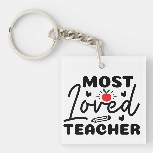 Porte-clefs Wordart enseignant le plus aimé (Devant)