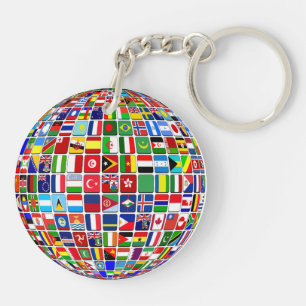 Porte-clefs World Flags Globe, International,