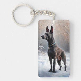 Porte-clefs Xoloitzcuintli Qu'il neige Noël