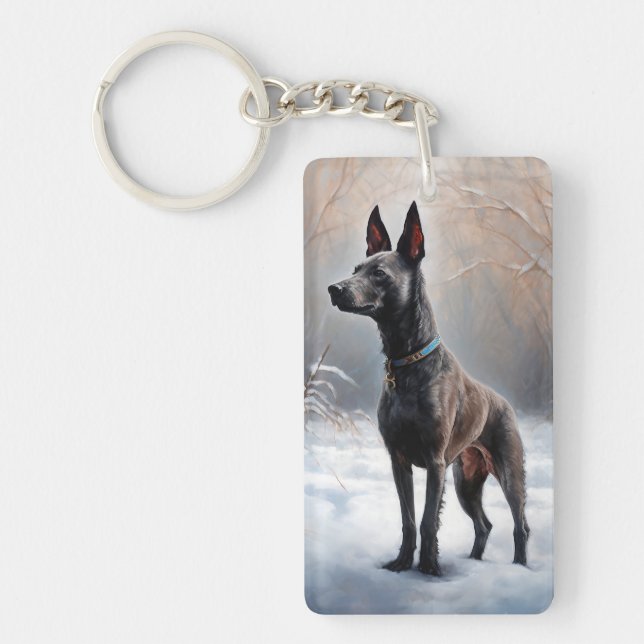 Porte-clefs Xoloitzcuintli Qu'il neige Noël (Devant)