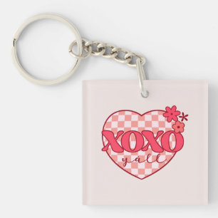 Porte-clefs XOXO   Coeur rose mignon et amoureux