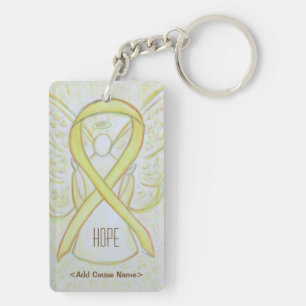 Porte-clefs Yellow Awareness Ribbon Angel Personnalisé Porte -
