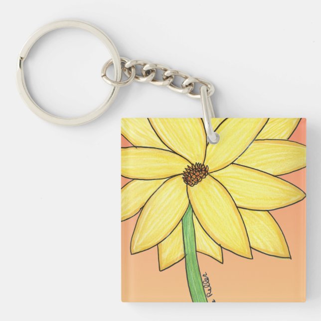 Porte-clefs Yellow Flower with orange background (Devant)