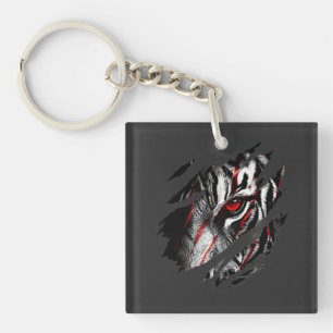 Porte-clefs Yeux de tigre animés à travers une égratignure