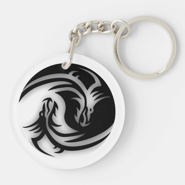 Porte-clefs Yin and Yang Asian Dragons (Dos)