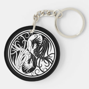 Porte-clefs Yin blanc et noir Yang Phoenix