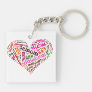 Porte-clefs Yoga coeur forme mots design
