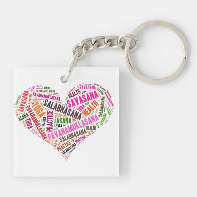 Porte-clefs Yoga coeur forme mots design (Dos)