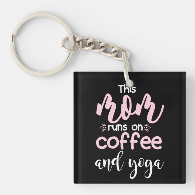 Porte-clefs Yoga Lover | Cette Maman Fait Du Café Et Du Yoga (Devant)