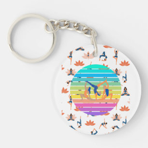 Porte-clefs Yoga rétro dans un flux dynamique de couleurs harm