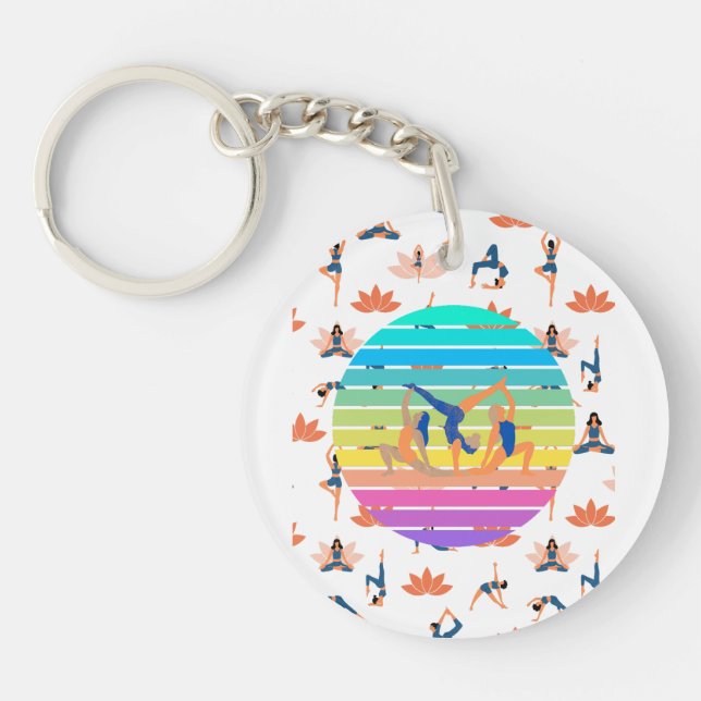 Porte-clefs Yoga rétro dans un flux dynamique de couleurs harm (Devant)