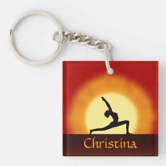 Porte-clefs Yoga Sunrise Carré à un côté Cercles de clé acryli