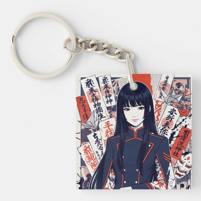 Porte-clefs Yokai and protective talismans depicted in a Japan (Devant)