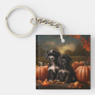 Porte-clefs Yorkipoo Chiot Automne Citrouille délice