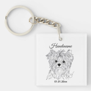 Porte-clefs Yorkshire Terrier dessin en une ligne personnalisa