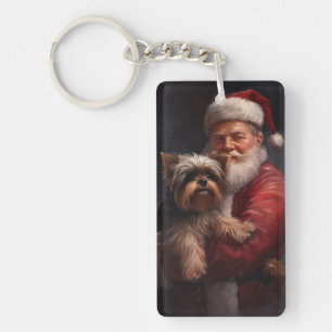 Porte-clefs Yorkshire Terrier Santa Claus Festive Noël