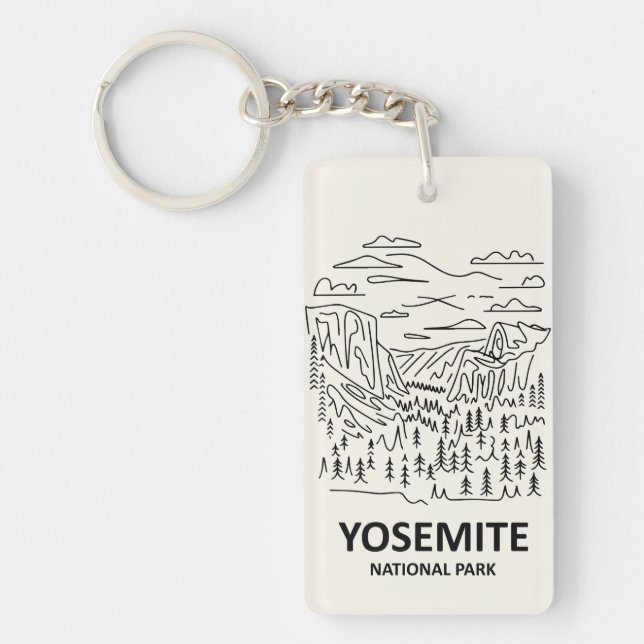 Porte-clefs Yosemite National Park Line Art (Devant)