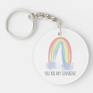 Porte-clefs You are my sunshine watercolor painted rainbow