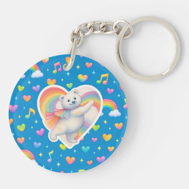 Porte-clefs Zarah Dancing Polar Bear Keychain – Rainbow  (Dos)
