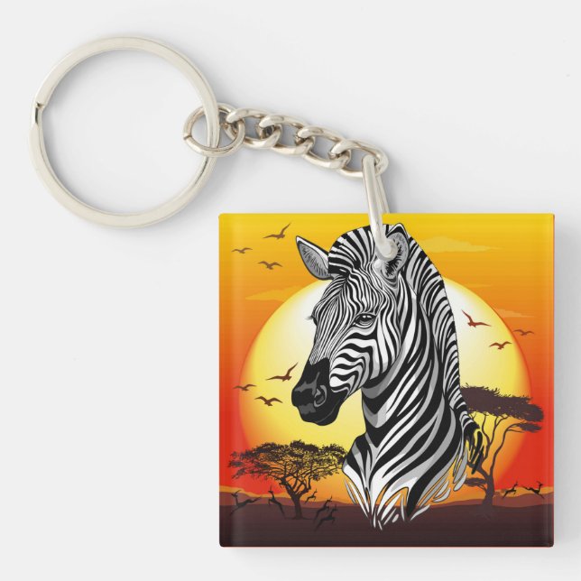 Porte-clefs Zebra African Savanna Wild Animal (Devant)