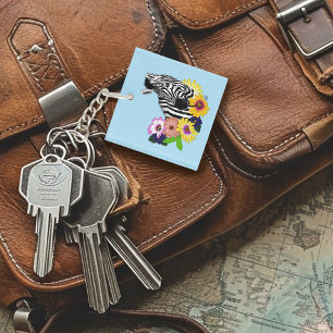 Porte-clefs Zebra Daisies bleu