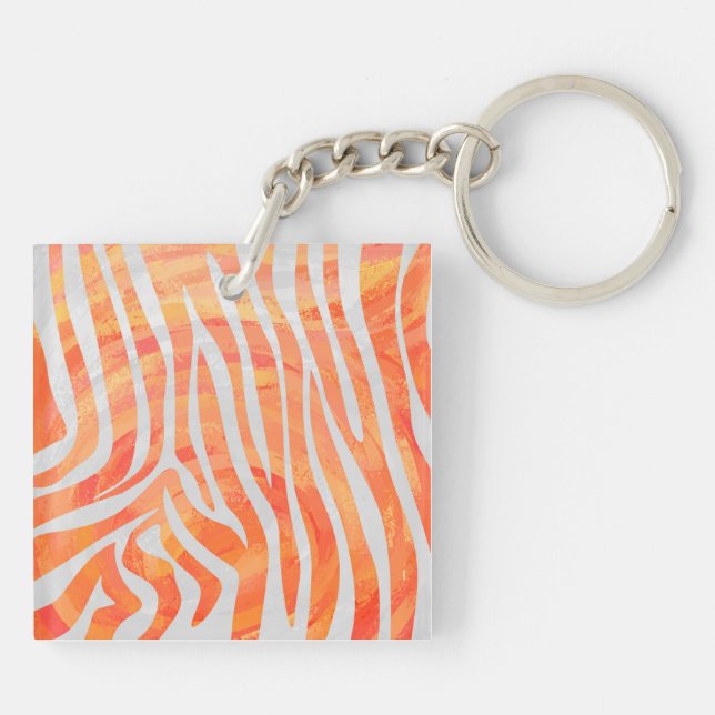 Porte-clefs Zebra Orange and White Print (Dos)