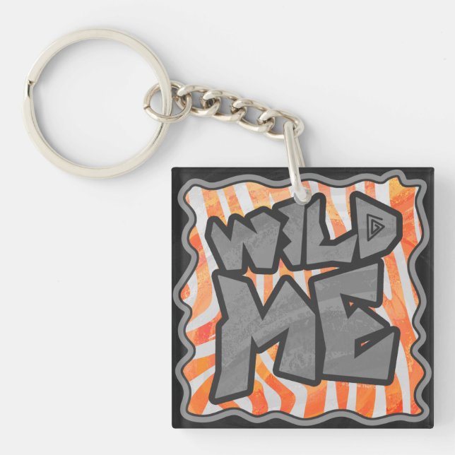 Porte-clefs Zebra Orange et White Wild Me (Devant)